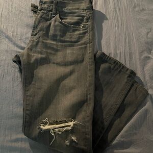 7 For All Mankind Men's Dark Gray Distressed Jeans